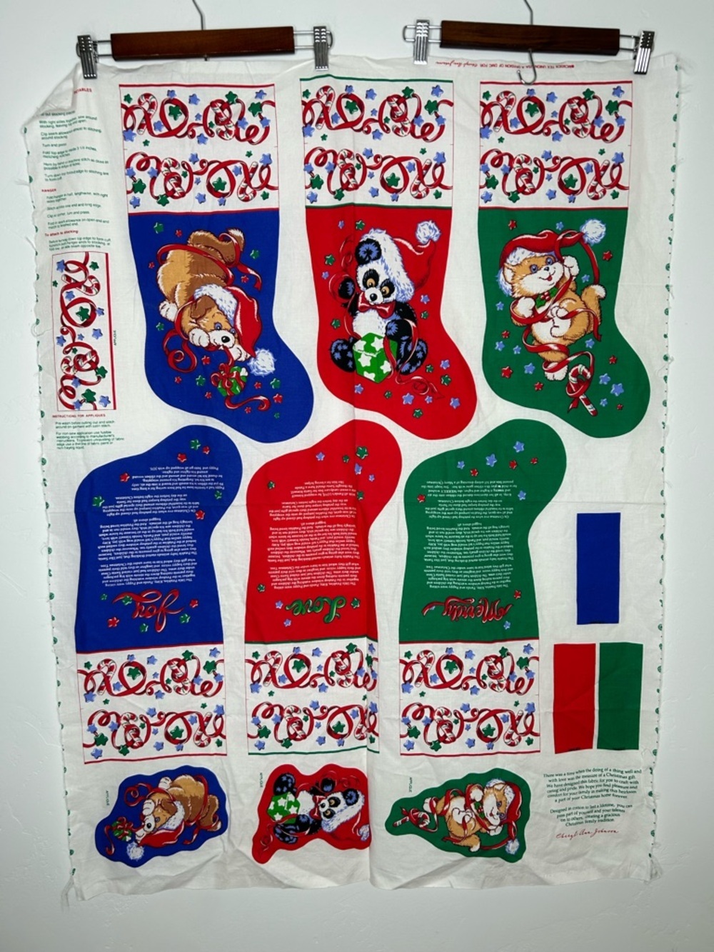 Vintage Cheryl Ann Johnson‎ Christmas Holiday Stocking Sewing Craft 3 Stockings